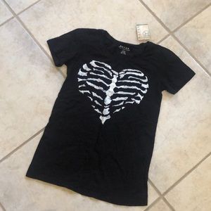 Roper Skeleton Heart T-Shirt Black/White SZ S